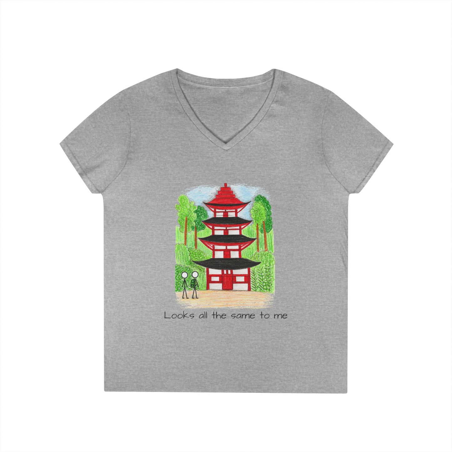 Pagoda in Japan V-Neck